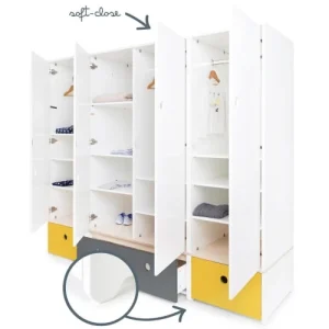 Wookids Armoire 4 Portes Jaune Et Gris 12