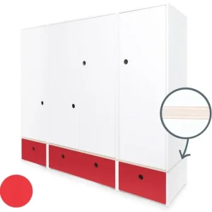 Wookids Armoire 4 Portes Rouge 10