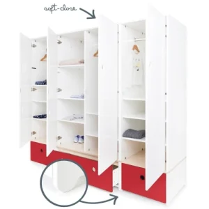 Wookids Armoire 4 Portes Rouge 12