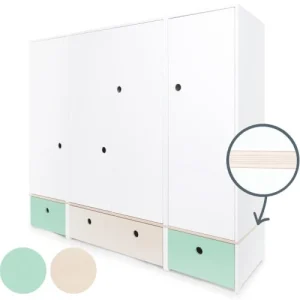 Wookids Armoire 4 Portes Vert Menthe 10