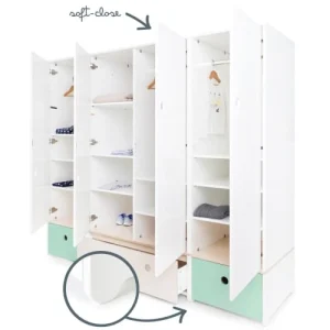 Wookids Armoire 4 Portes Vert Menthe 12