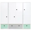 Wookids Armoire 4 Portes Vert Menthe-gris Perle-vert Menthe 16