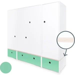 Wookids Armoire 4 Portes Vert Ocean 10