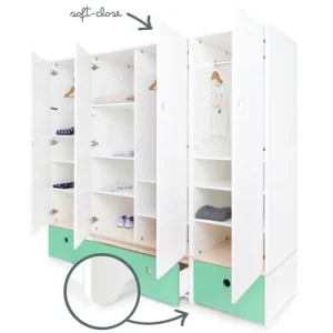 Wookids Armoire 4 Portes Vert Ocean 12