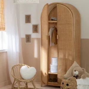 CALICOSY Armoire Avec 2 Portes En Rotin Naturel 10