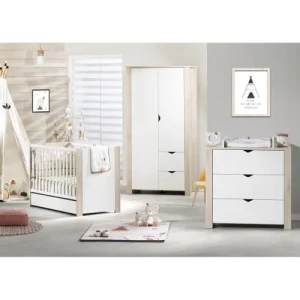 Sauthon Armoire Bébé 2 Portes 193x99x57cm En Bois Blanc 9