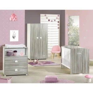 BabyPrice Armoire Chambre 2 Portes 168x85x57cm En Bois Gris Foncé 9