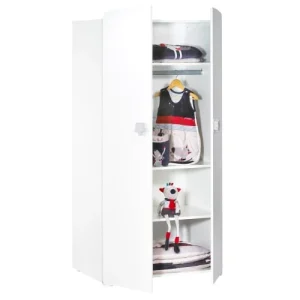 BabyPrice Armoire Chambre 2 Portes 175x85x56cm En Bois Blanc 7