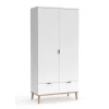 HomeStyle4U Armoire De Rangement 2 Portes En Bois Blanc 180x90x55cm 22