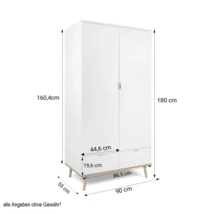 HomeStyle4U Armoire De Rangement 2 Portes En Bois Blanc 180x90x55cm 11