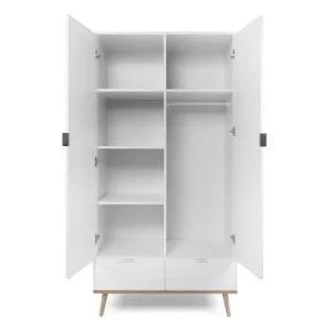 HomeStyle4U Armoire De Rangement 2 Portes En Bois Blanc 180x90x55cm 13