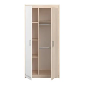 CALICOSY Armoire Enfant 2 Portes Avec Penderie L85,2 Cm – Décor Bois Et Blanc 12