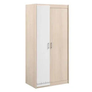 CALICOSY Armoire Enfant 2 Portes Avec Penderie L85,2 Cm – Décor Bois Et Blanc 16