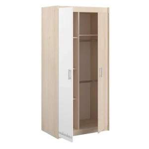 CALICOSY Armoire Enfant 2 Portes Avec Penderie L85,2 Cm – Décor Bois Et Blanc 18