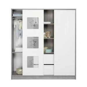 Schardt Armoire Enfant Avec Etagère Centrale Gris Et Blanc 10