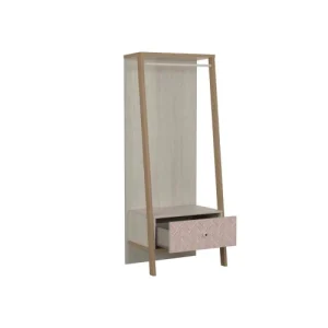 Terre De Nuit Armoire Portant à Vêtements 1 Tiroir En Bois Imitation Chêne Blanchi 1 7