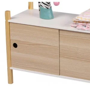 Wadiga Armoire Portes Coulissantes Bois Et Blanc Chambre Enfant – 70x30x46.5c 10