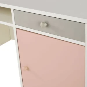 Maisons Du Monde Bureau 1 Porte 4 Tiroirs Blanc, Gris Et Rose 11