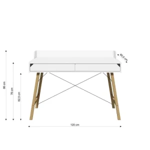 Bellamy Bureau 2 Tiroirs Blanc 12