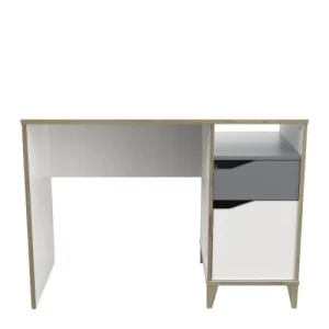 CALICOSY Bureau Enfant 1 Porte 1 Tiroir, Blanc Et Gris – L106,6 Cm 12