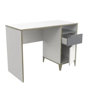 CALICOSY Bureau Enfant 1 Porte 1 Tiroir, Blanc Et Gris – L106,6 Cm 14