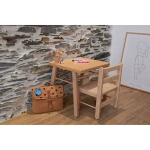 Combelle Bureau Enfant En Bois Vernis Naturel 50x43x40cm 10