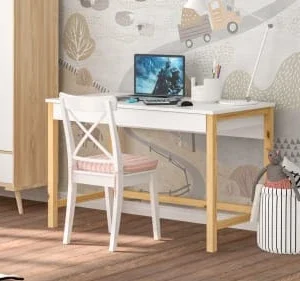 WNM Group Bureau Enfant En Pin Massif 100×50 Blanc 10