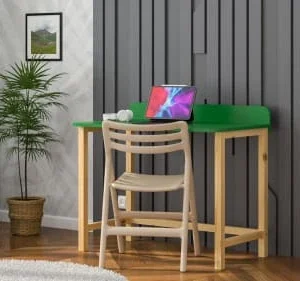 WNM Group Bureau Enfant En Pin Massif 120×58 Vert 10