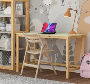 WNM Group Bureau Enfant En Pin Massif 120×60 Beige 10