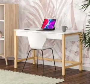 WNM Group Bureau Enfant En Pin Massif 120×60 Blanc 14