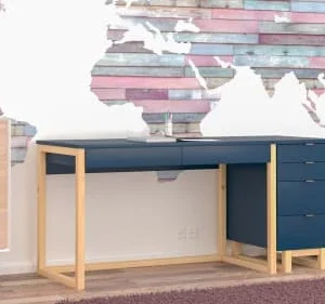 WNM Group Bureau Enfant En Pin Massif 120×60 Bleu 10