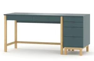 WNM Group Bureau Enfant En Pin Massif 120×60 Bleu 18