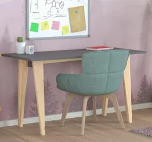 WNM Group Bureau Enfant En Pin Massif 120×60 Gris Foncé 10