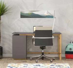 WNM Group Bureau Enfant En Pin Massif 120×60 Gris Foncé 14