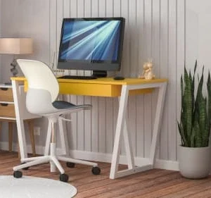 WNM Group Bureau Enfant En Pin Massif 120×60 Jaune 10