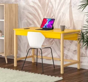 WNM Group Bureau Enfant En Pin Massif 120×60 Jaune 10