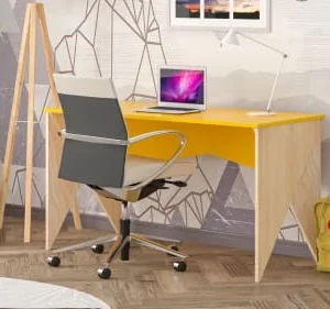 WNM Group Bureau Enfant En Pin Massif 120×60 Jaune 14