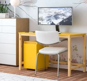 WNM Group Bureau Enfant En Pin Massif 120×60 Jaune 10