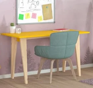 WNM Group Bureau Enfant En Pin Massif 120×60 Jaune 10