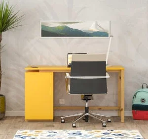 WNM Group Bureau Enfant En Pin Massif 120×60 Jaune 10