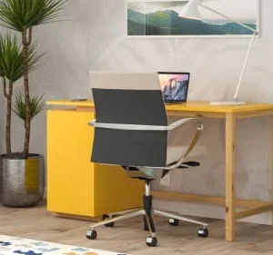 WNM Group Bureau Enfant En Pin Massif 120×60 Jaune 12