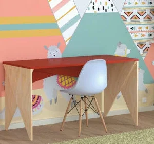 WNM Group Bureau Enfant En Pin Massif 120×60 Rouge 10