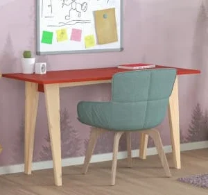 WNM Group Bureau Enfant En Pin Massif 120×60 Rouge 10