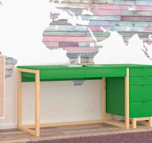 WNM Group Bureau Enfant En Pin Massif 120×60 Vert 10