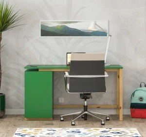 WNM Group Bureau Enfant En Pin Massif 120×60 Vert 10