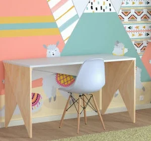 WNM Group Bureau Pour Enfant En Pin Massif 120×60 Blanc 10