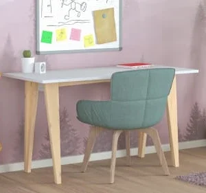 WNM Group Bureau Pour Enfant En Pin Massif 120×60 Blanc 10