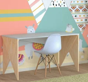 WNM Group Bureau Pour Enfant En Pin Massif 120×60 Gris 10