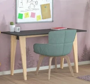 WNM Group Bureau Pour Enfant En Pin Massif 120×60 Noir 10