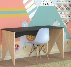 WNM Group Bureau Pour Enfant En Pin Massif 120×60 Noir 10